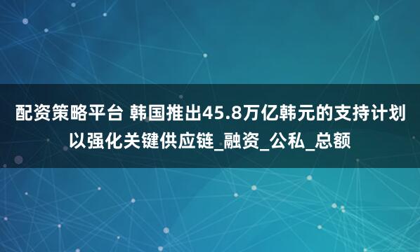 配资策略平台 韩国推出45.8万亿韩元的支持计划以强化关键供应链_融资_公私_总额